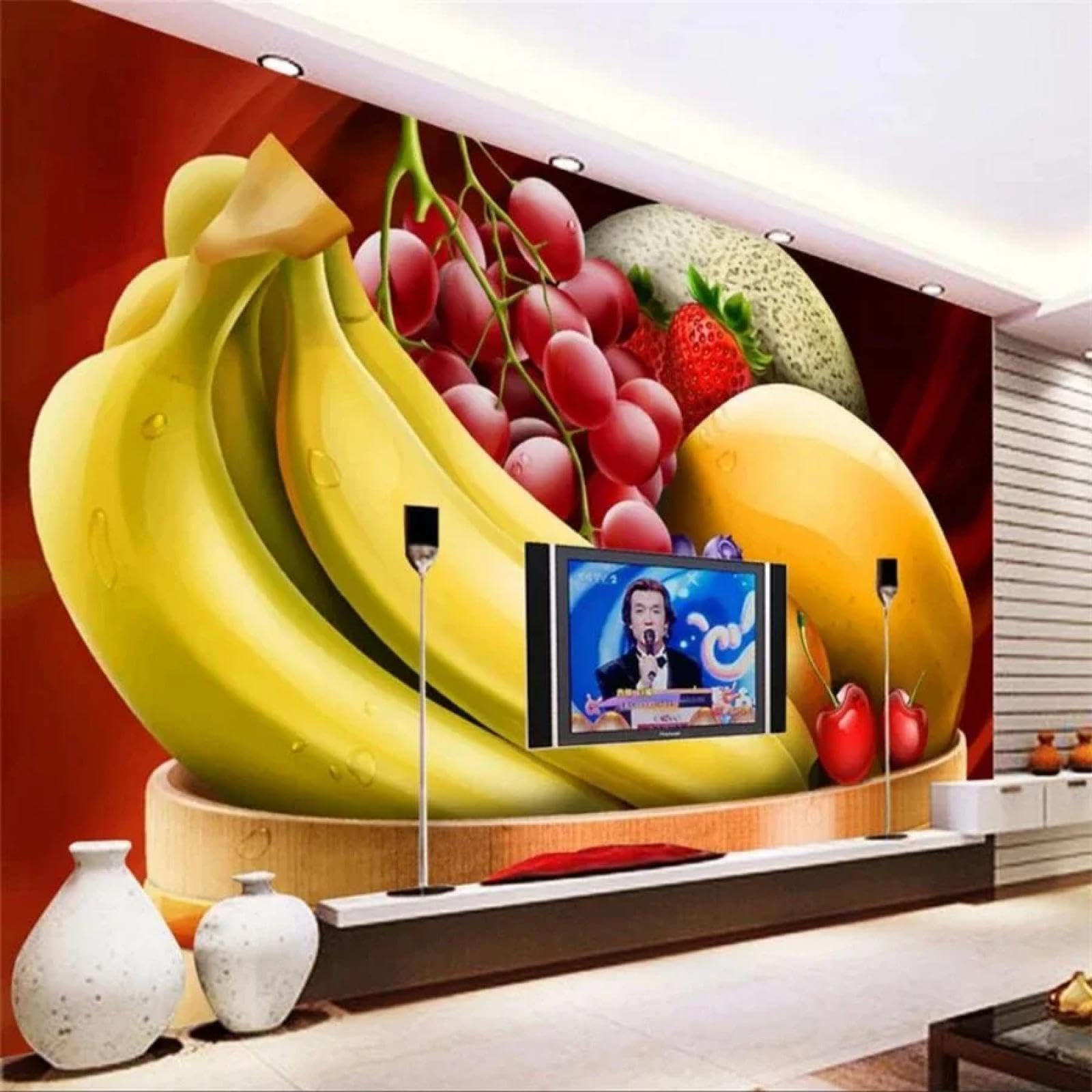 Samoprzylepna kreatywna tapeta bananowa 3D do salonu, sypialni i jako dekoracyjna naklejka artystyczna.