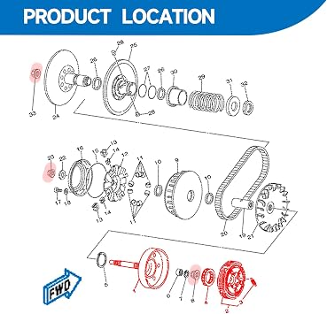 Tuntrol Wet Clutch Kits Assembly with Belt 25300-F39-0000 Fit for Hisun ATV UTV 500 700, Bennche Bighorn, Massimo, Menards YardSport, Axis, Qlink, Coleman, PP0500