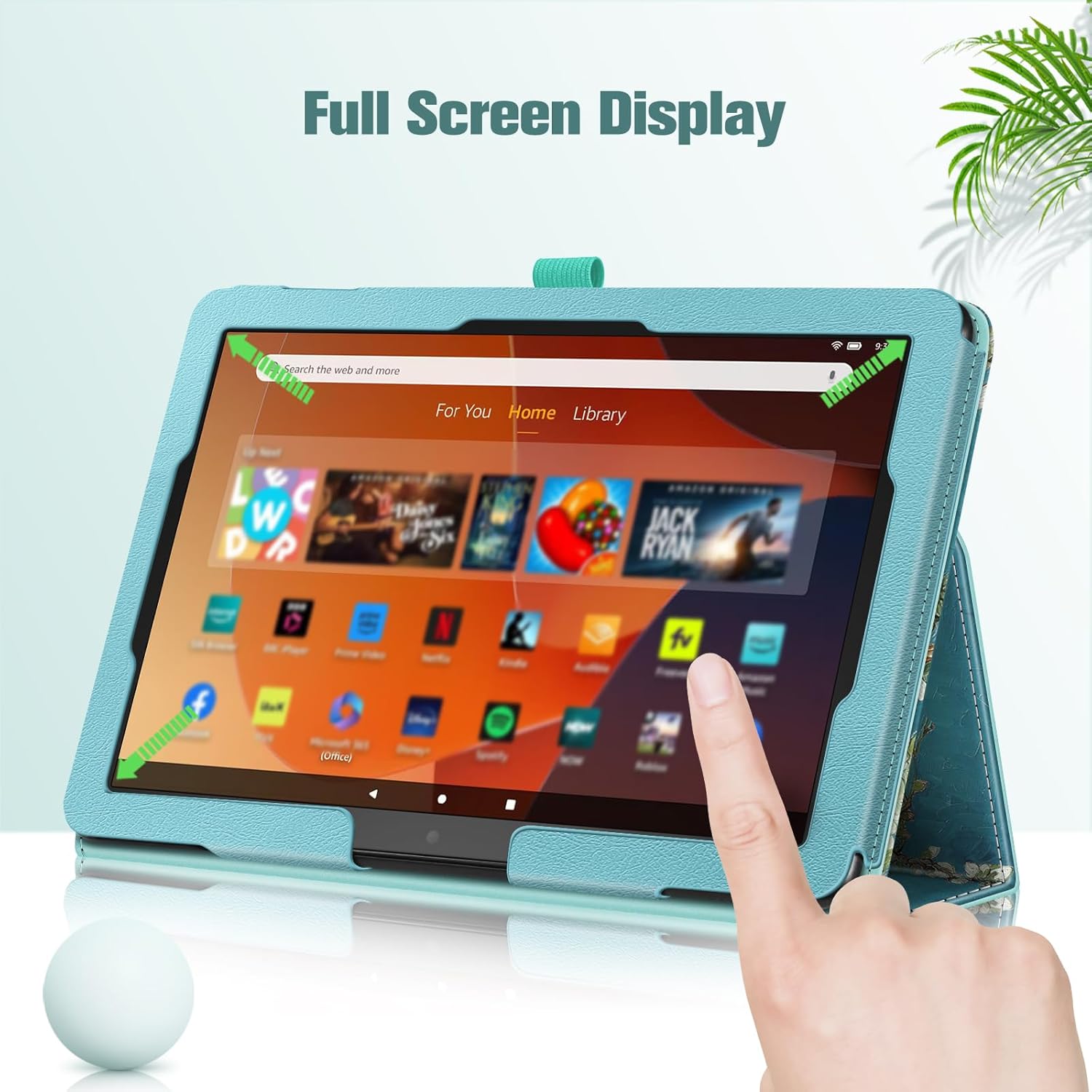 Fintie Folio Case for All-New Amazon Fire HD 10 and 10 Plus Tablet (13th/11th Generation, 2023/2021 Release) - Slim Fit Standing Cover with Auto Sleep/Wake, Blossom