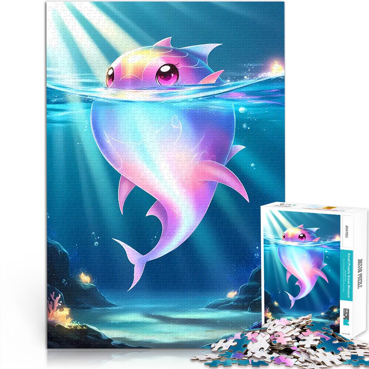 1000 Piece teenager Puzzles Cute Glowing Pufferfish lustige Spiele für die ganze Familie Heimdekoration75x50cm