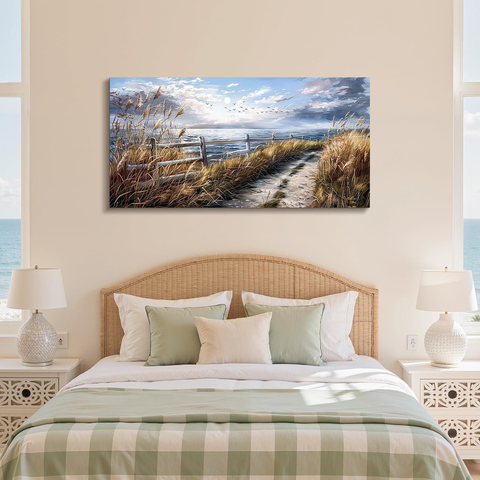 JHHUAMO Cuadros Decorativos Natural Mar Paisaje Salon Dormitorio 59x119 cm