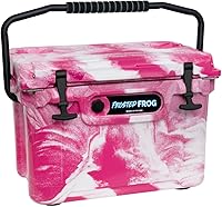 Vista 17 de USA Made Frosted Frog Camo - Baúl de hielo de 20 cuartos de galón de capacidad, resistente, moldeado por rotografía, enfriador aislado de grado