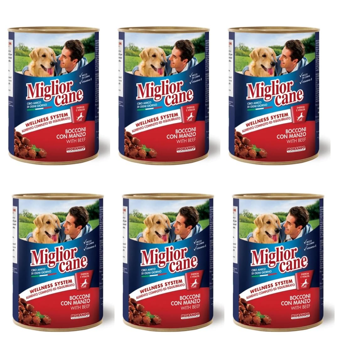 Miglior Cane Umido. 24 scatolette da 405gr cibo umido per cani Miglior Cane (Gusto, 4 gusti Ass.)