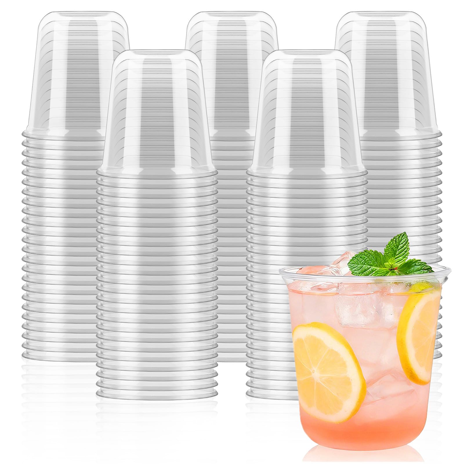 50 Pack 12 oz Clear Plastic Cups Disposable Cocktail Cups