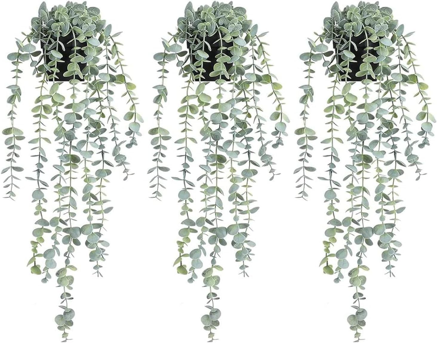 RIOFOGO Künstliche Pflanze Hängend, Eukalyptus Künstliche Hängepflanzen,Hängepflanze Künstlich wie echt Eukalyptus Deko Hängend für Wand, Zimmer, Zuhause, Innen- und Außenbereich 3 Stück