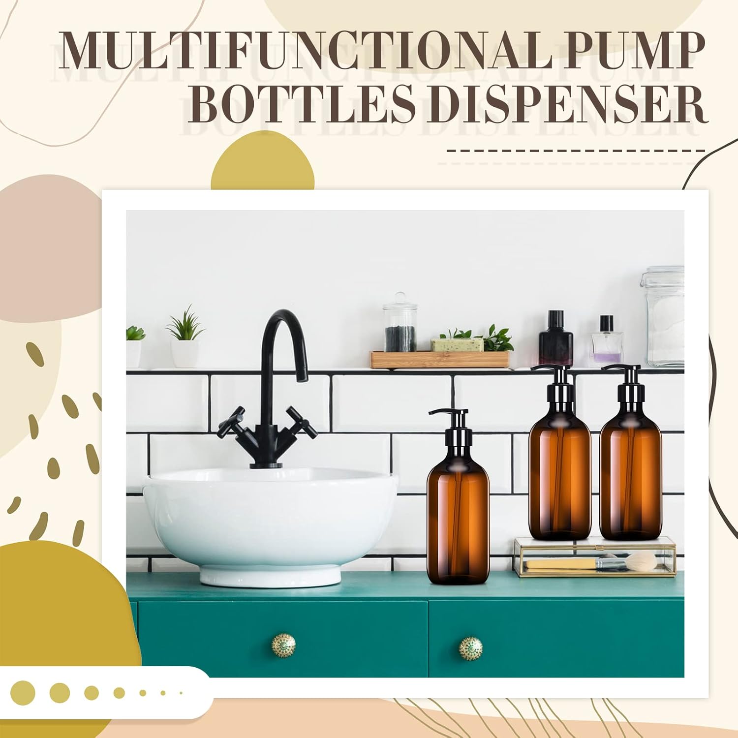 Tessco for You 24 Pcs Amber Soap Dispenser Empty Plastic Pump Bottles Refillable Shampoo Container for Hand Sanitizer Soap Lotion Body Wash Conditioner Bathroom Travel, 16.9oz - Image 5