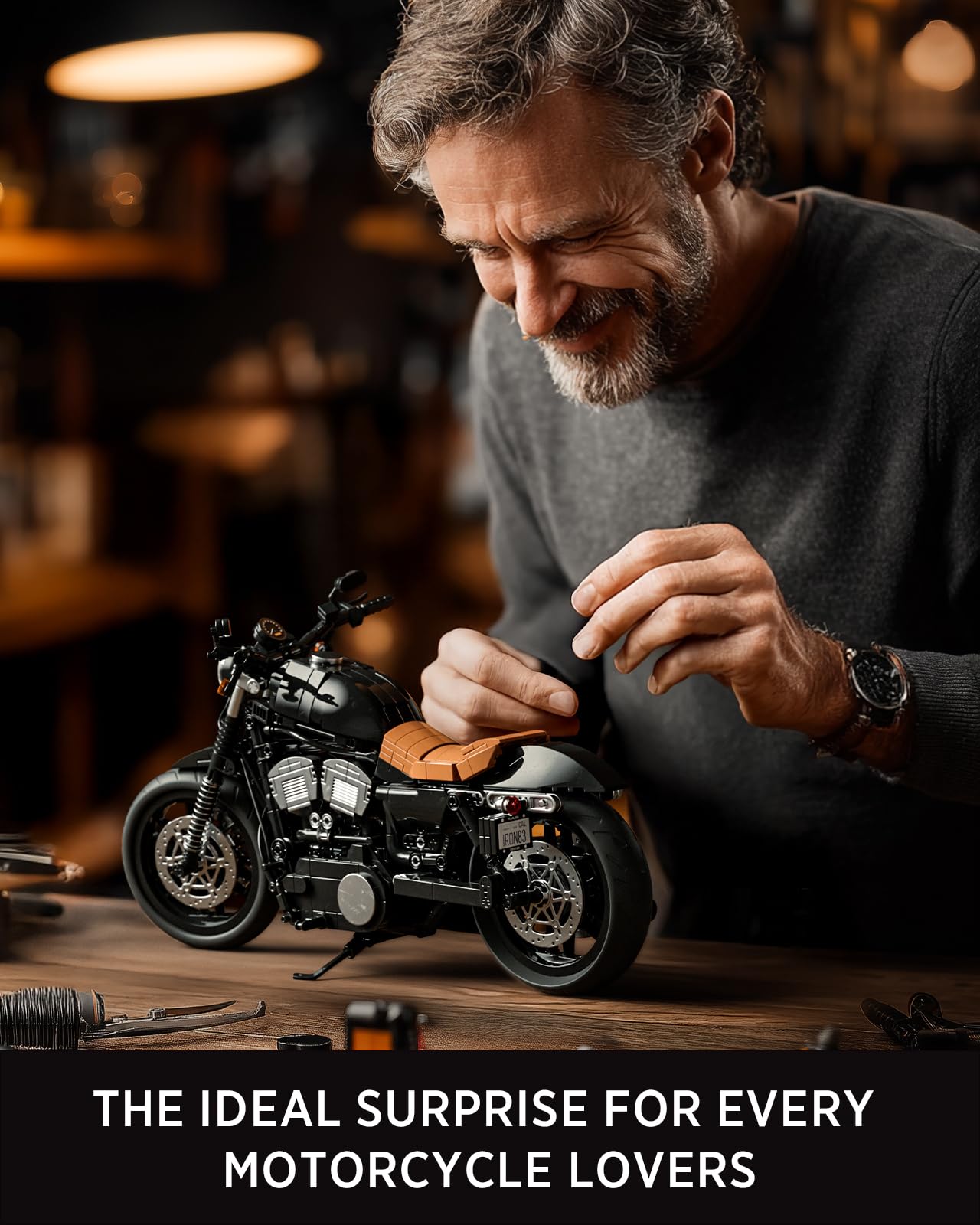 Nifeliz Motorrad IRON 83 zestaw do budowy modelu dla dorosłych, klasyczny zestaw klocków budowlanych do budowania i wystawiania motocykla, prezent (827 elementów, NF10342)