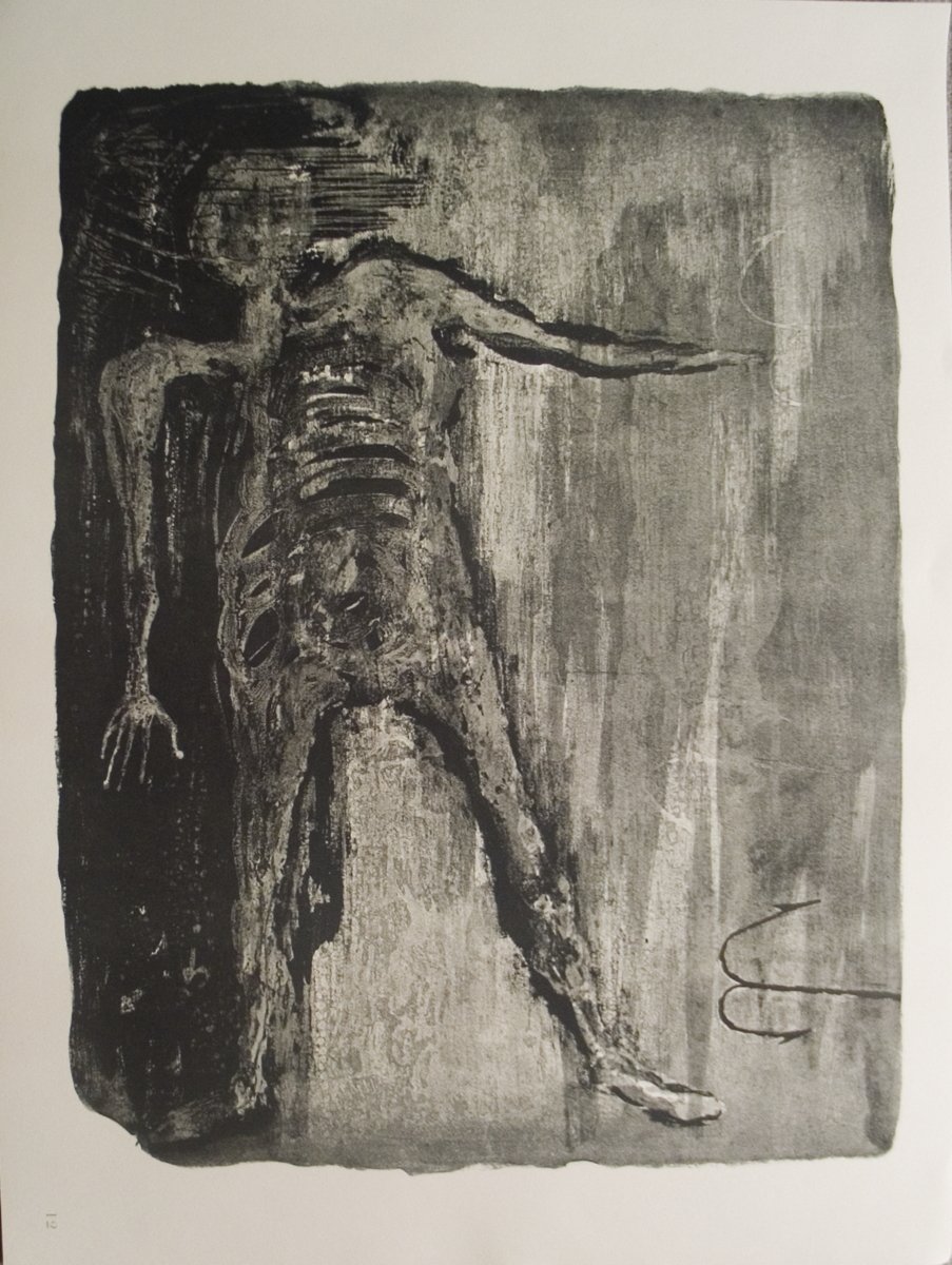 Benton Spruance The Rachel 22" x 16" Lithograph 1968 Modernism Black & White