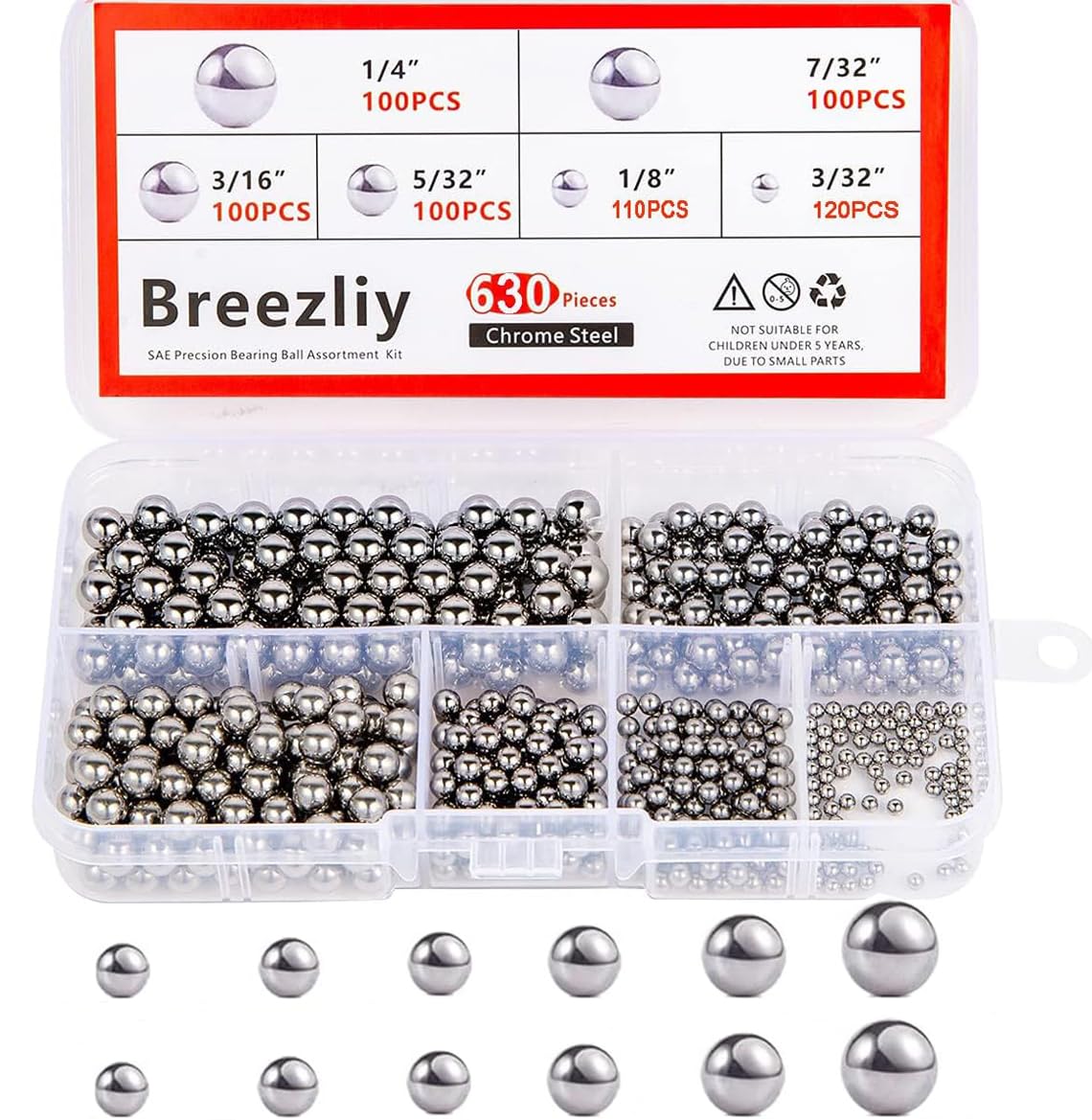 Precision Chrome Steel Bearing Balls - 6 PCS -9 Precision Chrome Steel Bearing Balls - 6 PCS -9