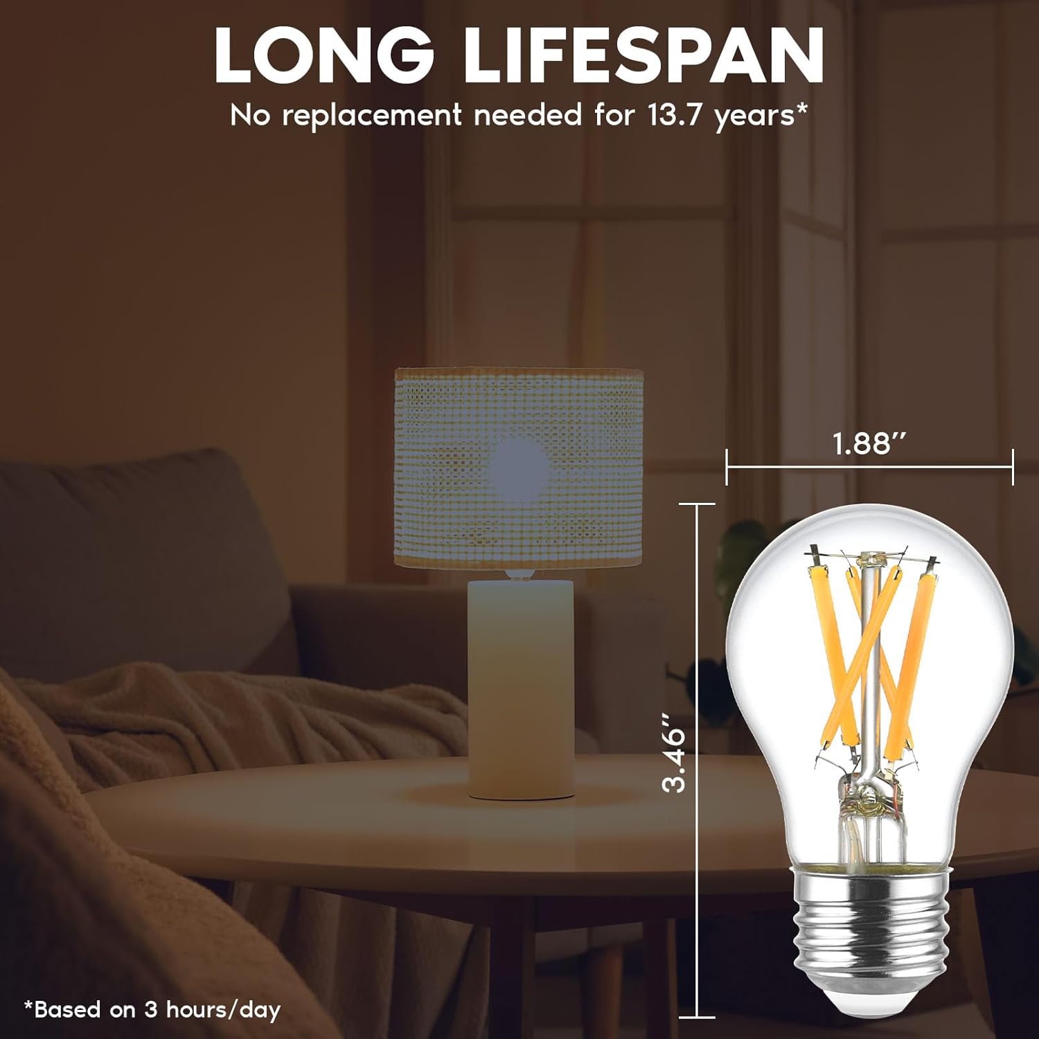 LUXRITE A15 Edison LED Bulb, 60W Equivalent, 8.5W, Dimmable, 2700K Warm White, Enclosed Fixture Rated, 750 Lumens, CRI 90, E26 Base, Clear Glass, Wet Rated, Title 20 Compliant, UL Listed (24 Pack)