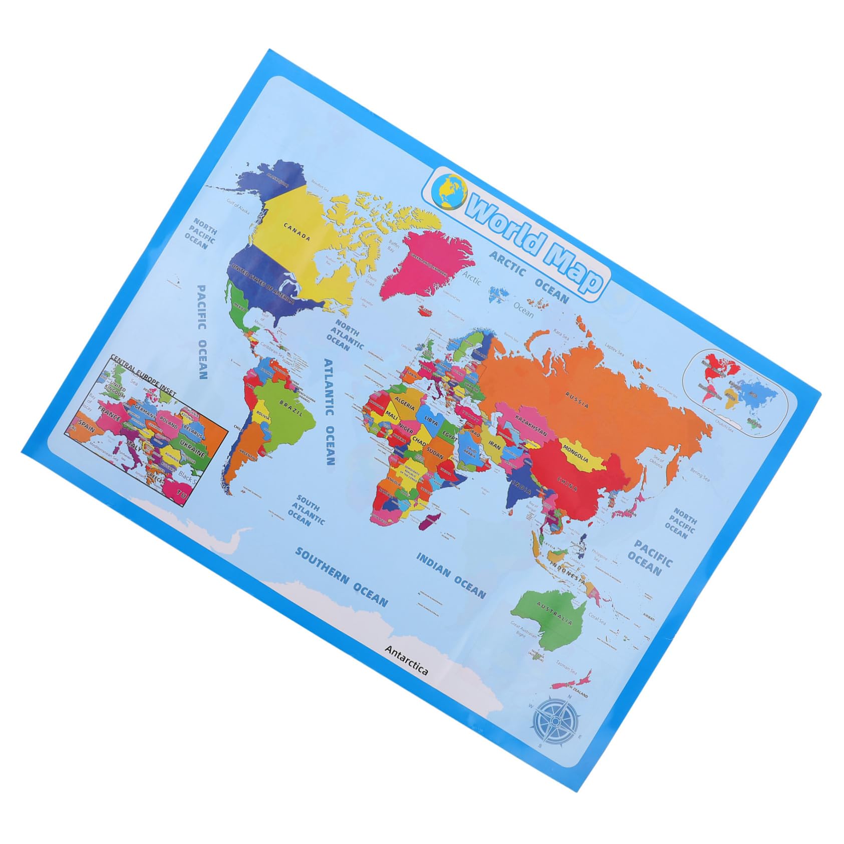NUOBESTY 4 Hojas mapa del mundo mapamundi world Póster educativo posters decorativos cartel del mundo a mural del usa as del as para niños papel sintético