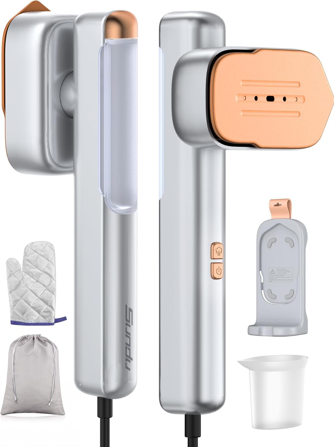 Travel Steamer for Clothes, Portable Mini Clothes irons, 120-240V Adaptive Voltage Clothes Steamer Handheld, Garment Steamer, 15s Heat Up, Adjustable Steam/Temperature silver