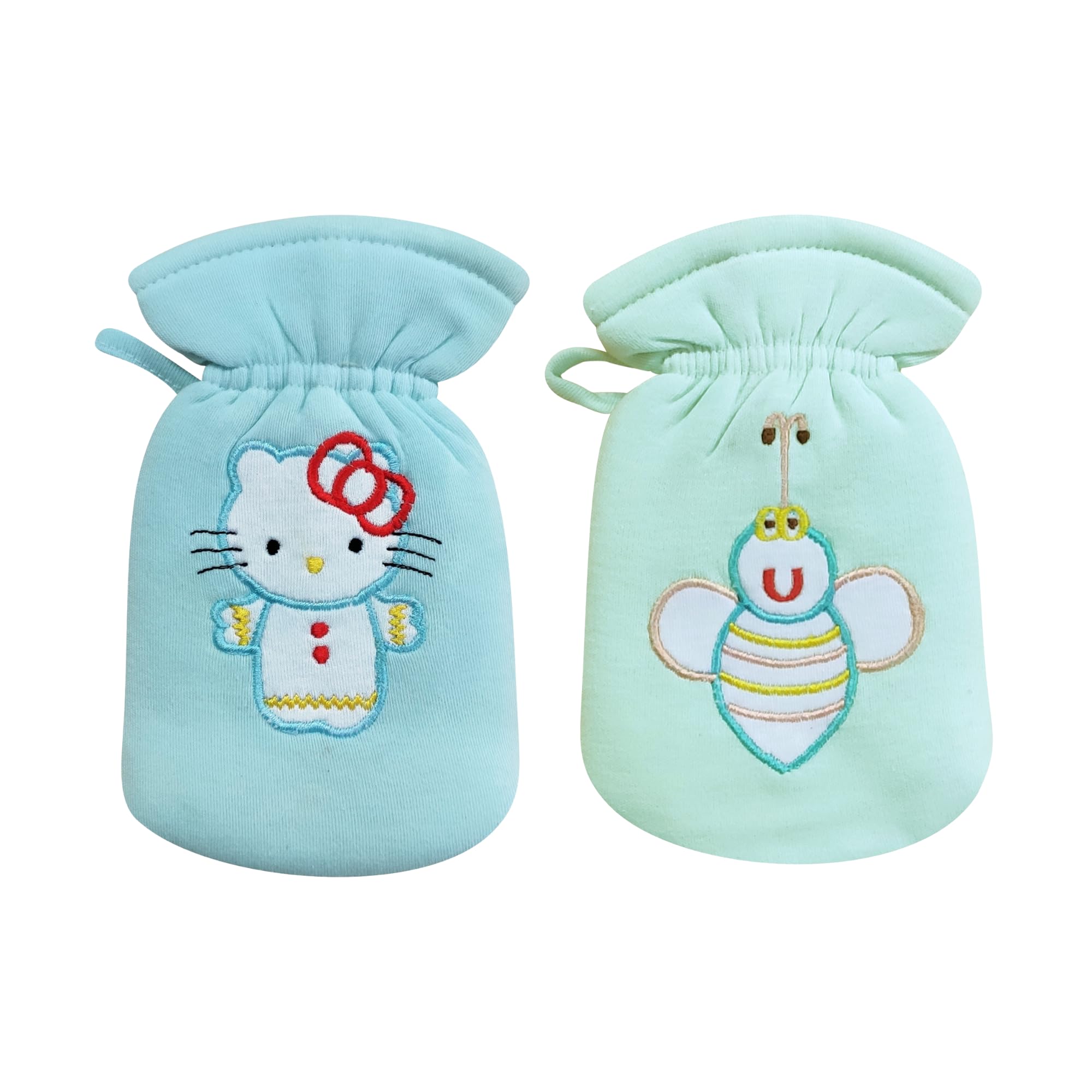 Sarvatapana Cotton Baby Soft Plush Feeding Bottle Cover (Pack of 2), Tote Carrier Bags Embroided Patch Cartoon Baby Bottle Covers Suitable for 60-125ML (Blue, Green)-image-22