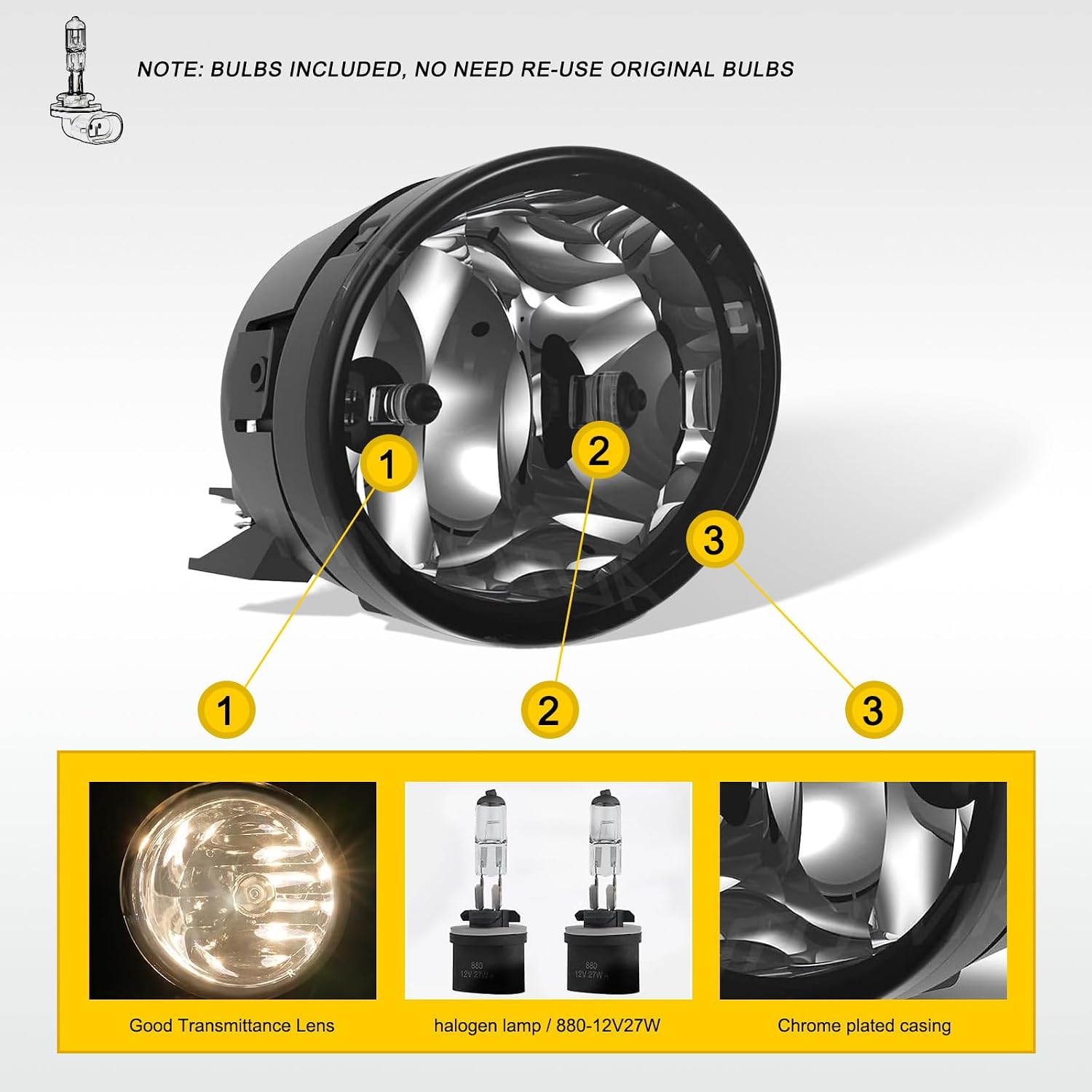 HSMOTHEV Fog Lights Assembly Compatible With Nissan 2004 2005 2006 2007 Titan 2004 2005 2006 2007 Armada, Black Housing With 880-12V27W Halogen bulbs and bracket Smoked Color