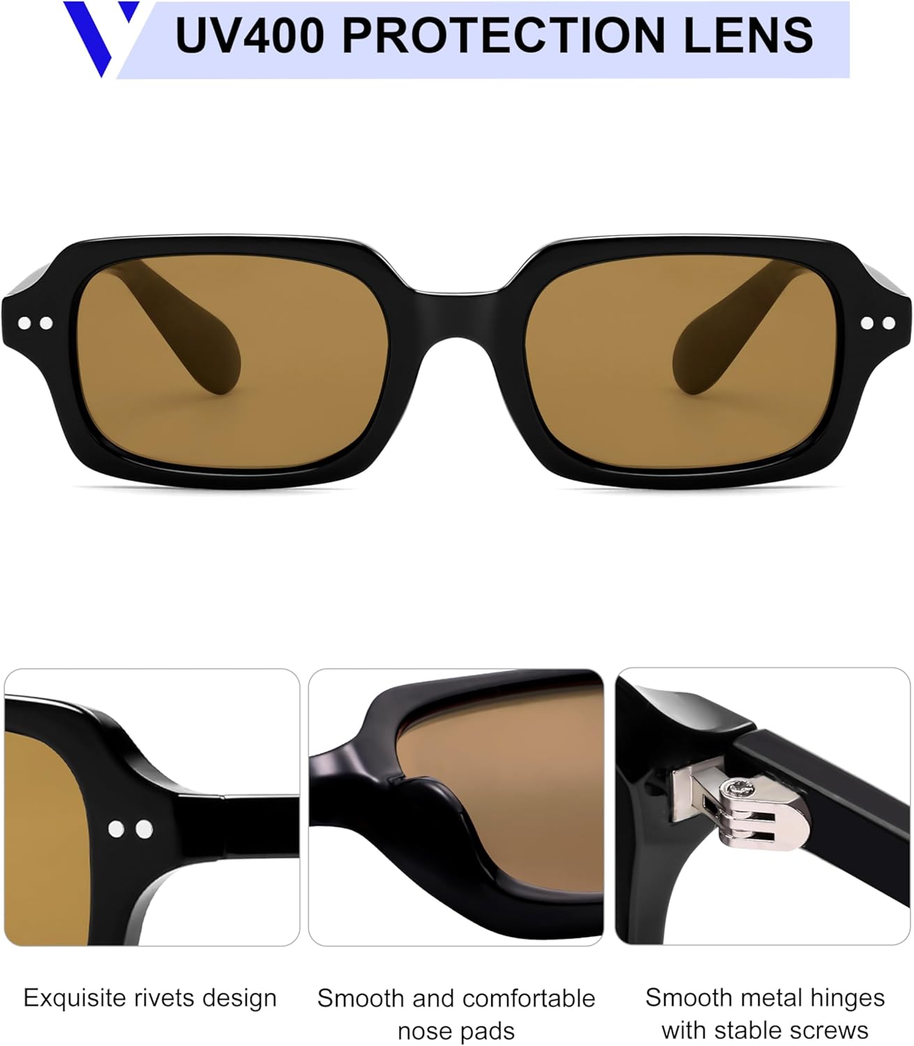 VANLINKER Retro Small Square Sunglasses for Men Women Trendy 90s Rectangle Shades VL9879 - Image 5
