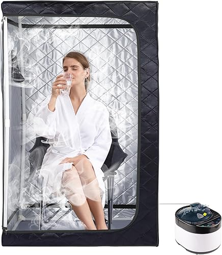 ZONEMEL Kit de sauna de vapor portátil de tamaño completo, spa personal de cuerpo completo para desintoxicación, relajación, 4 litros de vapor de