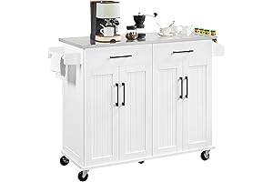 Yaheetech Kitchen Cart Stainless Steel Top: Enhanced Functionality and Versatility for Your Culinary Haven