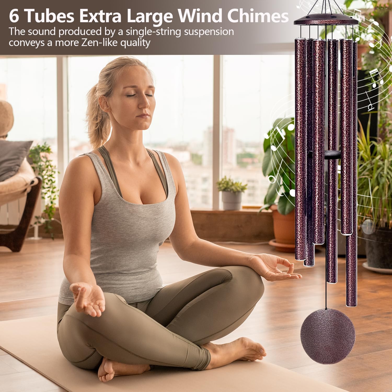 66" Wind Chimes for Outside Deep Tone - 6 Thicken Tubes Memorial Wind Chimes for Loss of Love One, Gifts for Women, Mom, Grandma, Sympathy, Large Windchimes for Outdoor, Garden, Patio (Bronze)