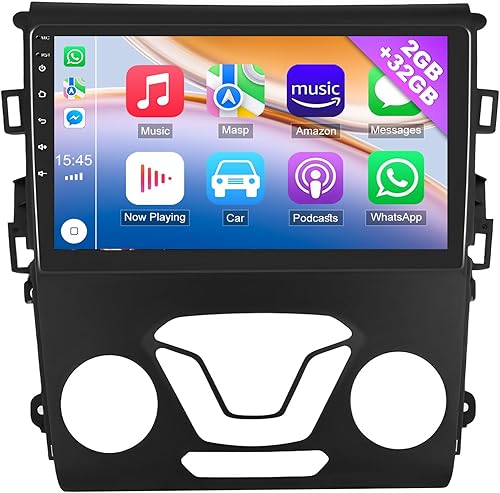 Android 13.0 Doble DIN estéreo para coche para Ford Fusion 2013-2016 9 pulgadas HD pantalla táctil audio multimedia receptor con CarPlay Android