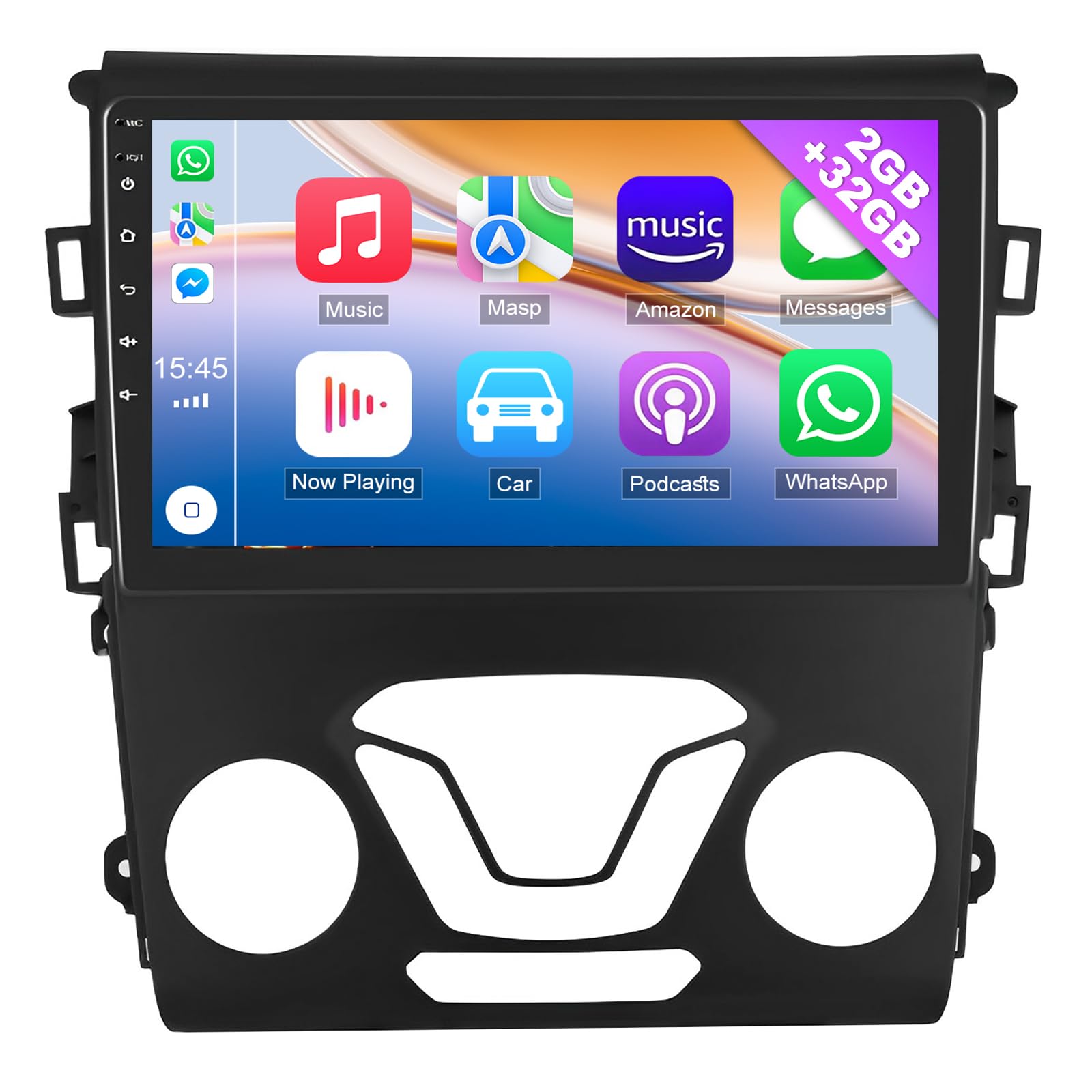 Car Radio for Ford Fusion 2013 2014 2015 2016 Stereo, 9’’ Touch Screen Upgrade for Fusion Mondeo Android Radio with Wireless Apple Carplay, Android Auto, GPS, WiFi, Bluetooth, FM, EQ, SWC