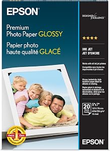 Epson Premium Photo Paper Glossy (5x7 Inches, 20 Sheets) (S041464)