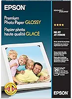Epson Papel fotográfico premium S041464, 30 kg, alto brilho, 5 x 7 (pacote com 20 folhas)