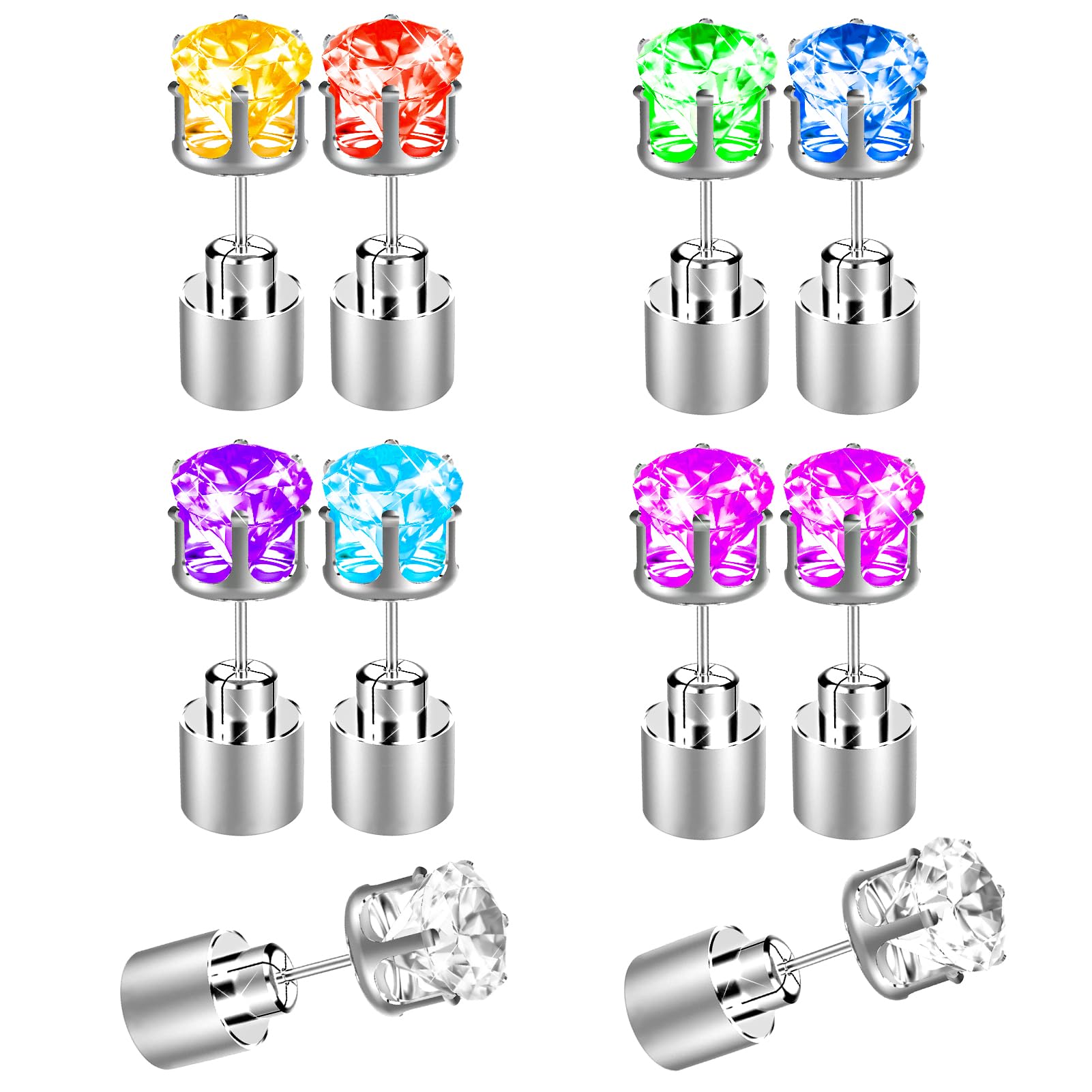 LED Earrings, Light Up Stud Earrings, Glowing Diamond Crown Pendant Earring for Women and Men, LED Jewelry for Party, Wedding, Birthday, Night Out, Disco, Festival