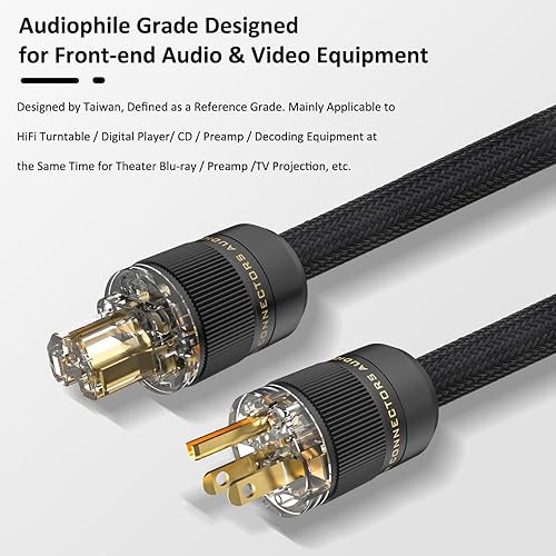 Miniatura 3 de Audiocrast - Cable de alimentación de alta fidelidad, amplificador de manga trenzada de alta gama, calibre 10 AWG OD 0.669 in, cable de alimentación