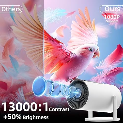 Miniatura 4 de Pericat Proyector 15000L 4K Native 1080P, proyector portátil giratorio de 210, proyector de película al aire libre compatible con laptop, PC,