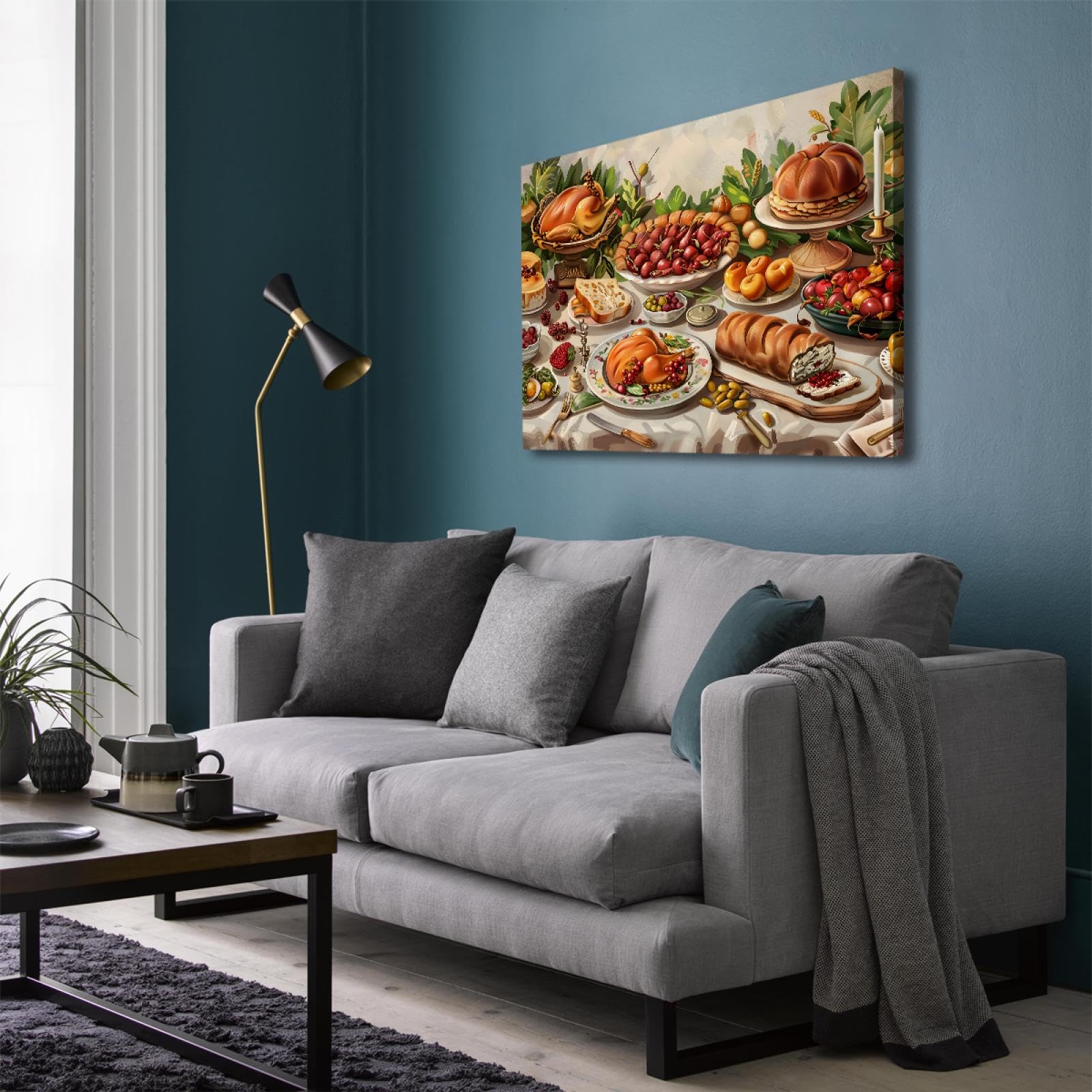 UIRINGART Art mural sur toile de style anime pour la décor murale de la cuisine Fête de vacances Affiche de repas Impression de peinture pour salle à manger Restaurant 70x90cm Cadre intérieur
