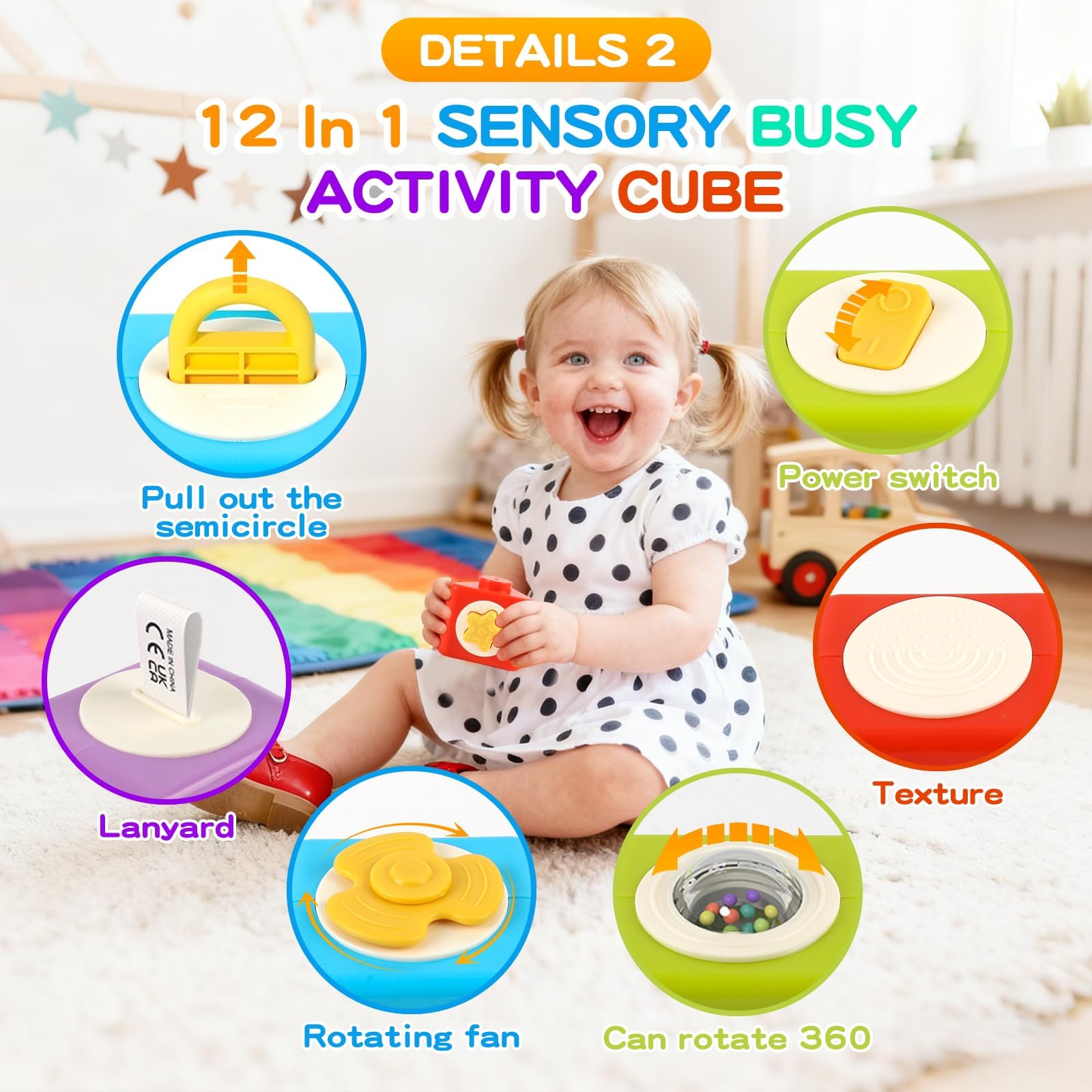 Felly Cubo De Actividades Sensorial Montessori 4 En 1 - Juguete Apilable Con 12 Juegos, Motricidad Fina, Regalo Para Bebés 1-3 Años