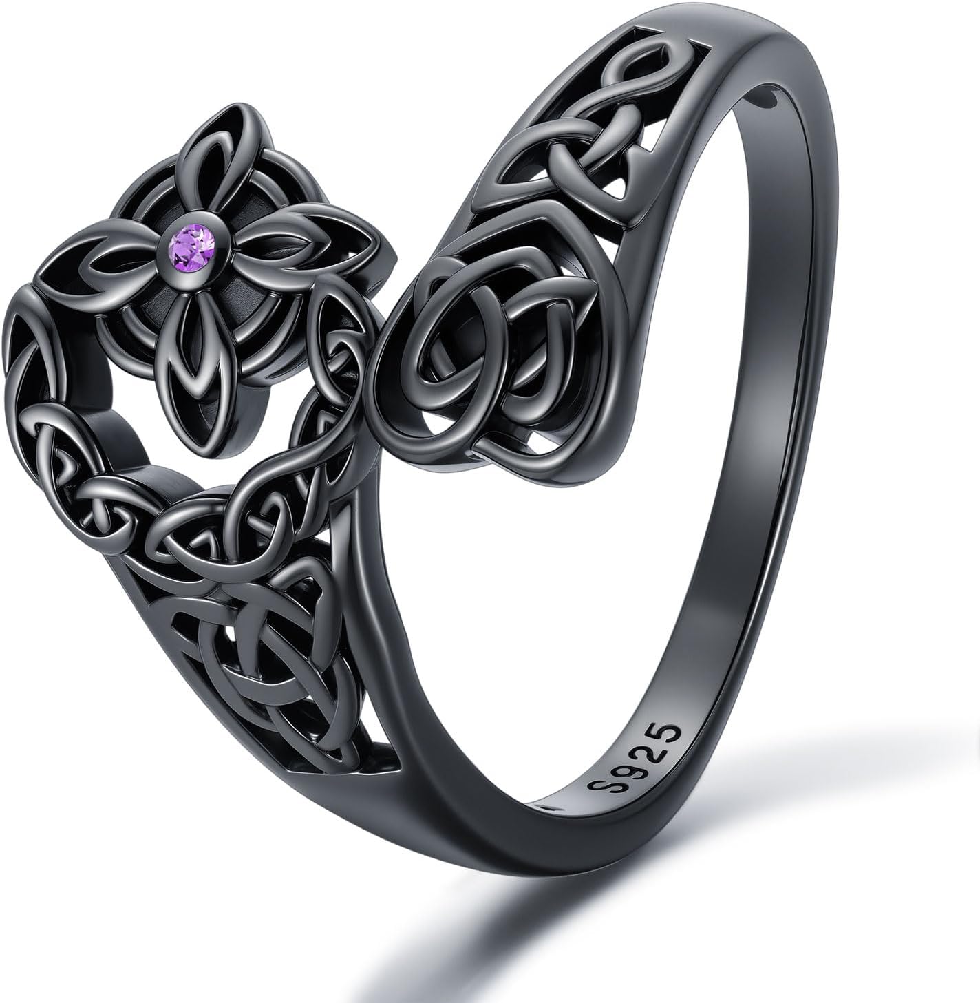 Witches Knot/Mushroom Spoon Ring 925 Sterling Silver Nudo de Bruja Adjustable Open Rings Celtic Knot Ring Witch Pagan Jewelry Christmas Witchy Gifts for Women