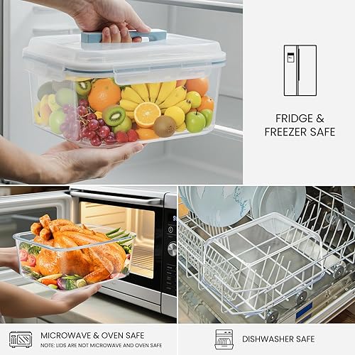 Miniatura 5 de Recipientes grandes de almacenamiento de vidrio con tapas, 201 onzas, extra grandes, herméticos, de vidrio, para asador, pollo, sandía, sobras,