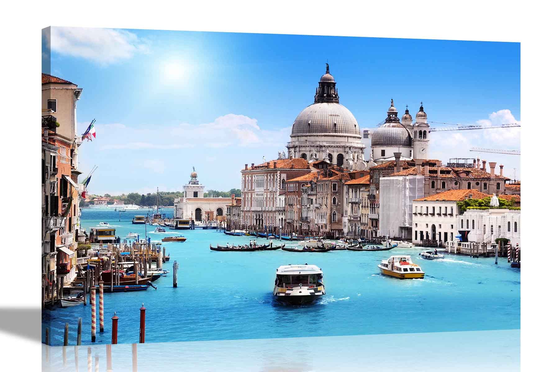 Artley Prints Beautiful City of Venice, Italy Canvas Art Pictures Framed Hanging Stretched Cityscape Wallart Modern Decor Artwork for Living Room 60 x 40cm (24 x 16 inches) A2