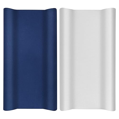Miniatura 7 de TILLYOU Juego de fundas para cambiador en material de jersey suave, se adapta a almohadillas contorneadas de 32"34x16" para bebés, azul marino y