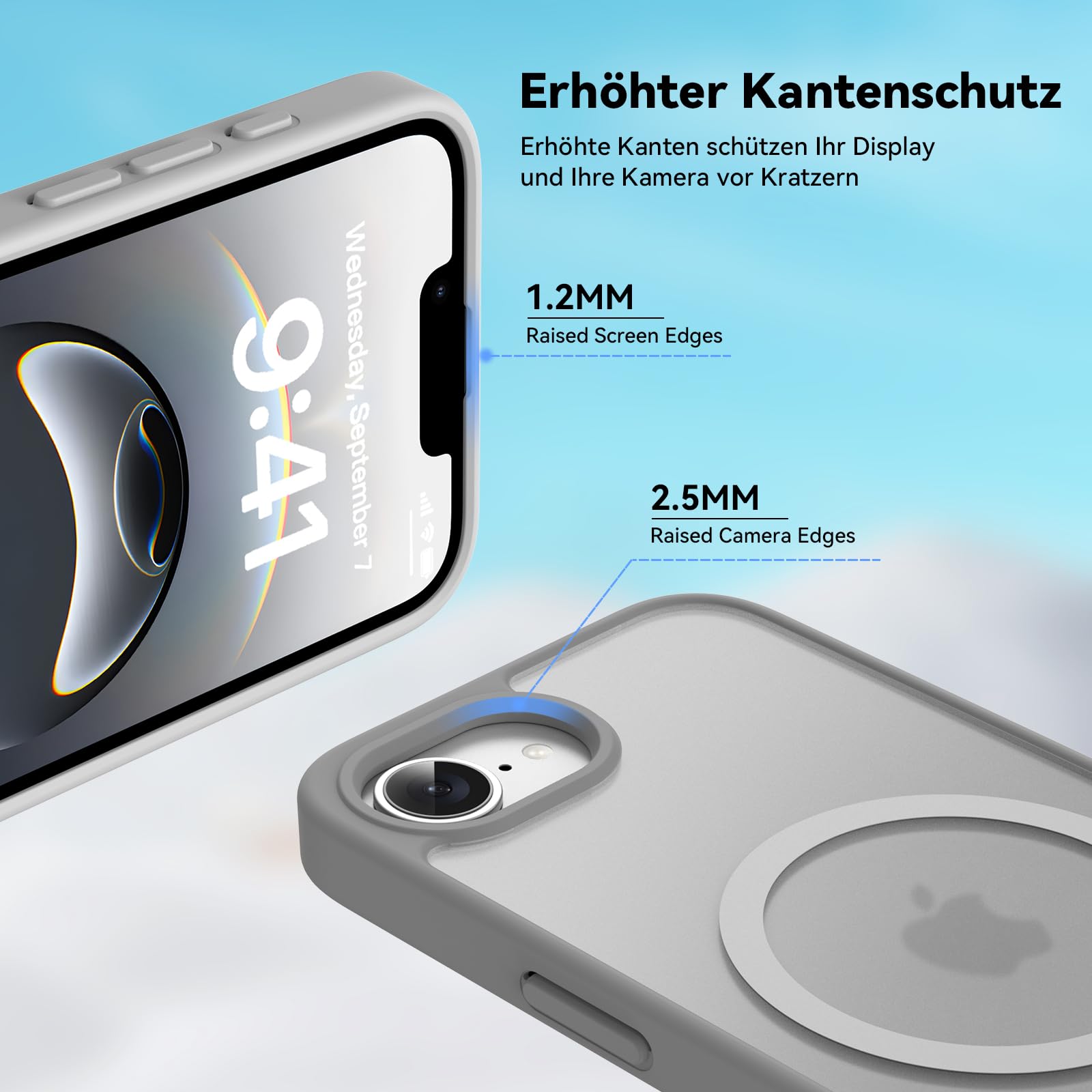 Natiiozie Magnetica Cover per iPhone 16E Compatibile con ricarica wireless Custodia Traslucida Opaca Posteriore, Antiurto Anti-impronta Resistente ai Graffi Protettiva Case iPhone 16E Grigio