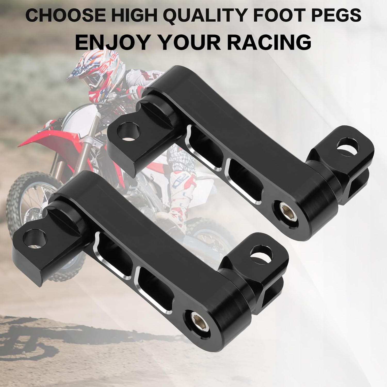 Highway Footpegs Adjustable Passenger Foot Pegs 2 1/4" Extension Brackets FootPeg Conpatible for Harley Dyna Sportster Softail Touring with Support Foot Pegs (Black White)
