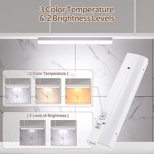 Miniatura 3 de PESUTEN Iluminación LED para debajo del gabinete para cocina, enchufable, luz regulable debajo del gabinete, 3 colores, 3000 K4000 K5000 K para