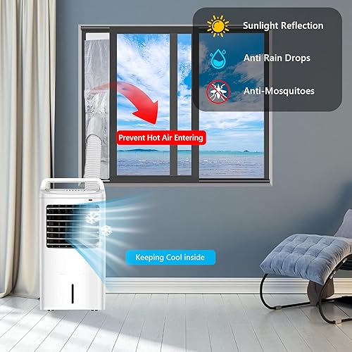 Miniatura 2 de Kit de sellado de ventana para aire acondicionado portátil, fácil instalación, 28 x 102  63.8 in de longitud ajustable, sellado completo,