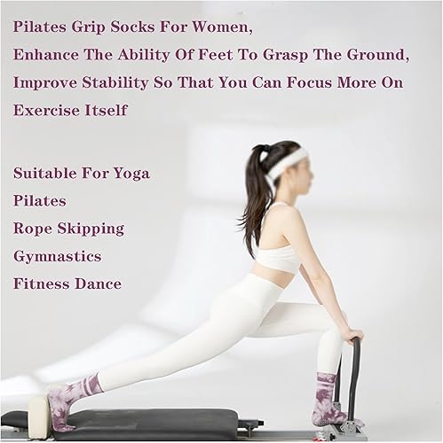 Miniatura 6 de Calcetines de agarre para mujer, pilates, calcetines de yoga antideslizantes con agarres para ballet danza, entrenamiento descalzo, calcetines de