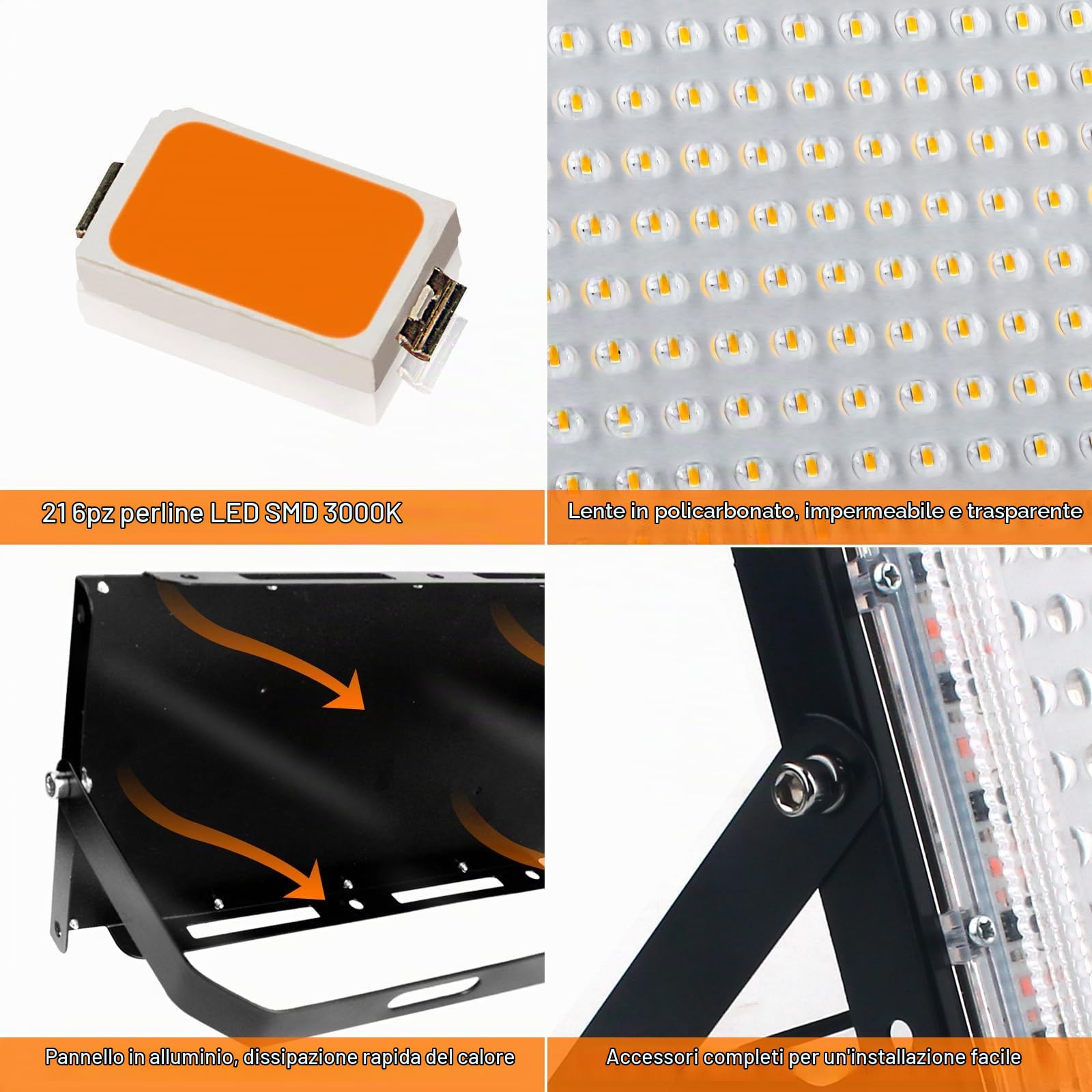 CREATESTAR Faretto LED da Esterno 150W 2 Pezzi, 3000K Bianco Caldo Faro LED Esterno con Spina, 15000LM Luce di Sicurezza IP65 Impermeabile LED Faretti per Garage, Cortile, Giardino, Terrazza