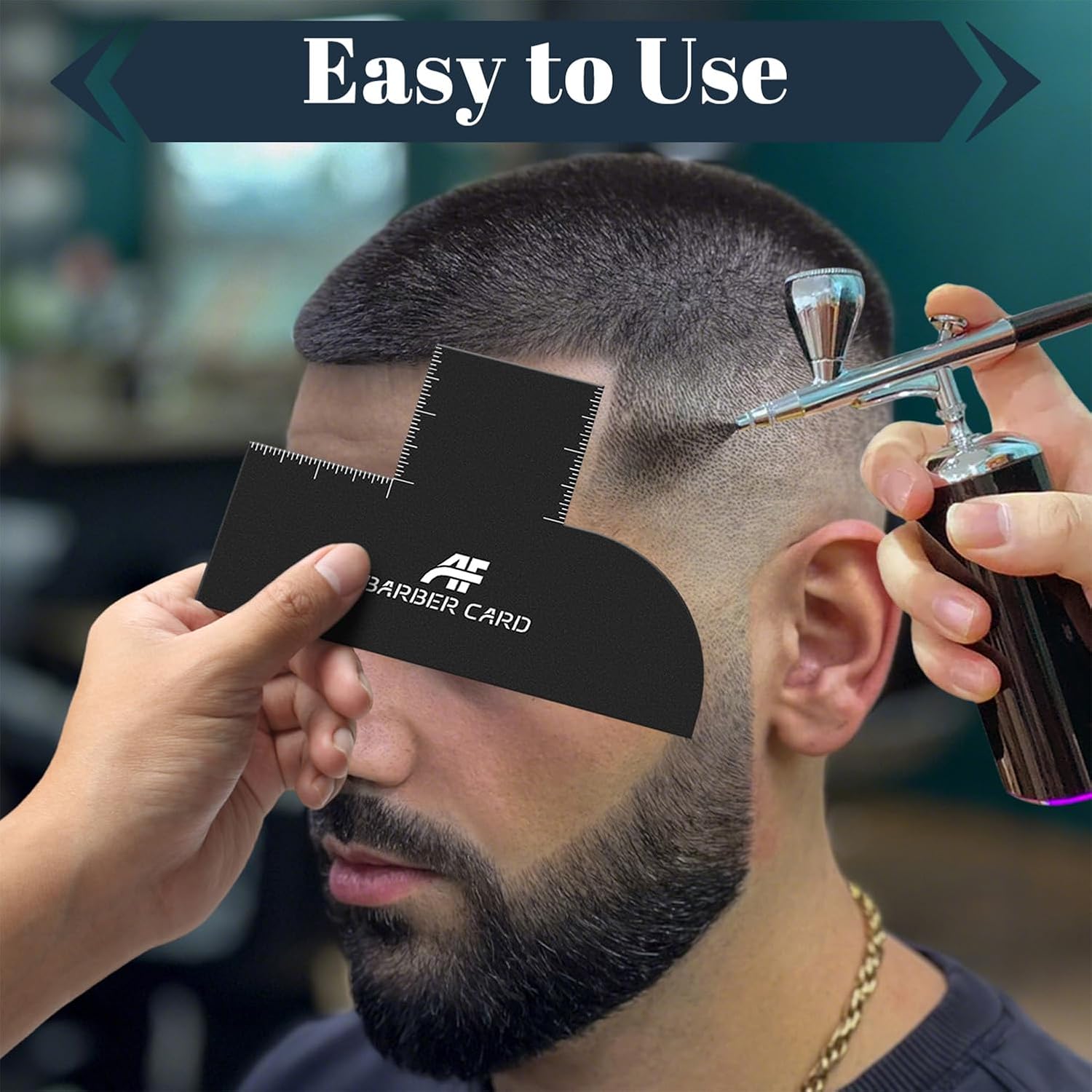 Enhancement Barber Card with Measurement, Reusable Hairline Shaping Tool for Men & Beard Line Up, Color Spray Edge Guide for Barbers and At-Home Haircut (2 Pack)