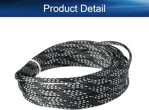 Miniatura 4 de Bettomshin 1 funda de organización de cables de 16.4 pies (16.4 ft), 316 pulgadas de ancho, protector de cable PET negro y plateado, tubo de telar