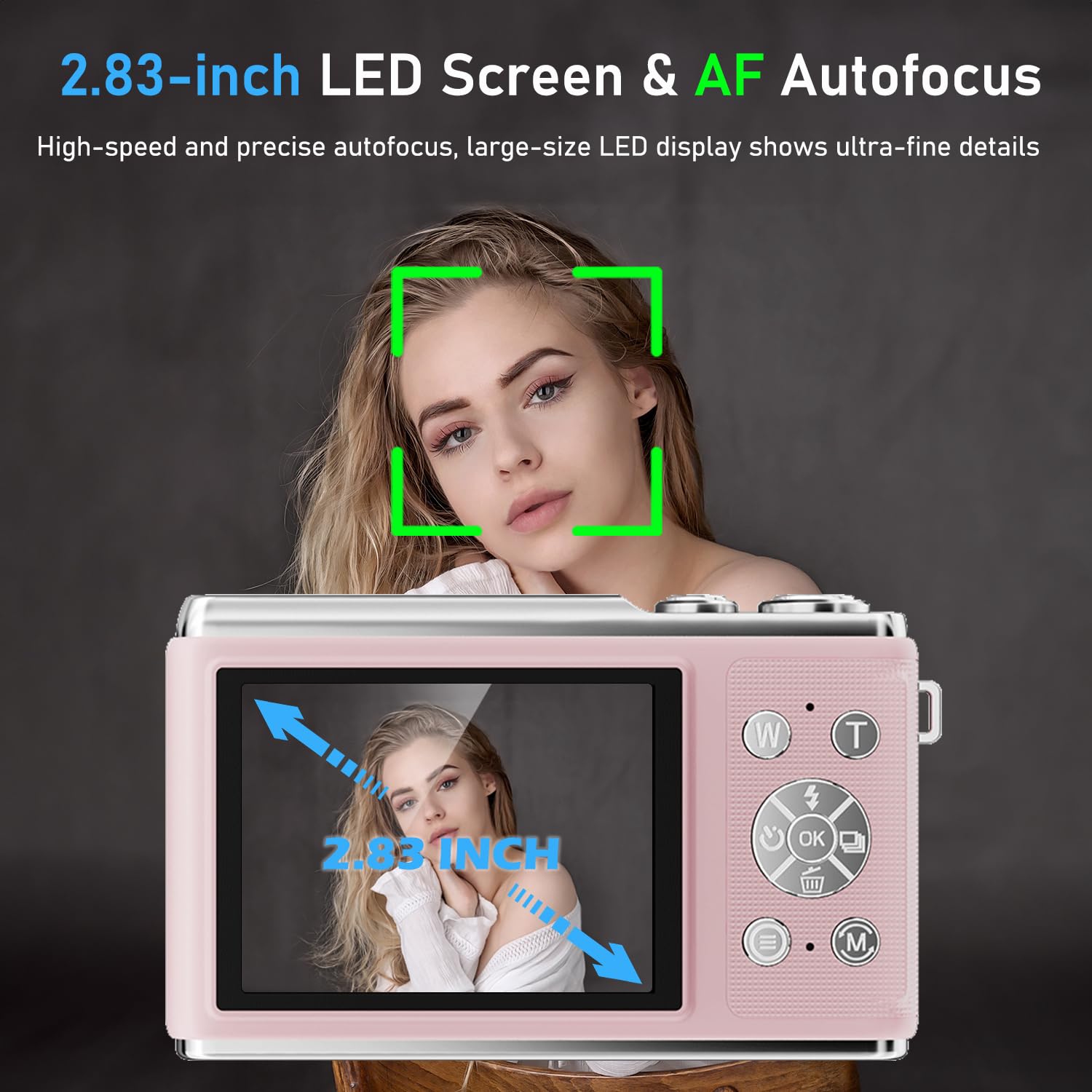 Appareil Photo Numérique 4K 50 MP Vlogging avec Carte TF 32 Go, Zoom 16x, AF, Écran LED 2,83 Pouces, Flash
