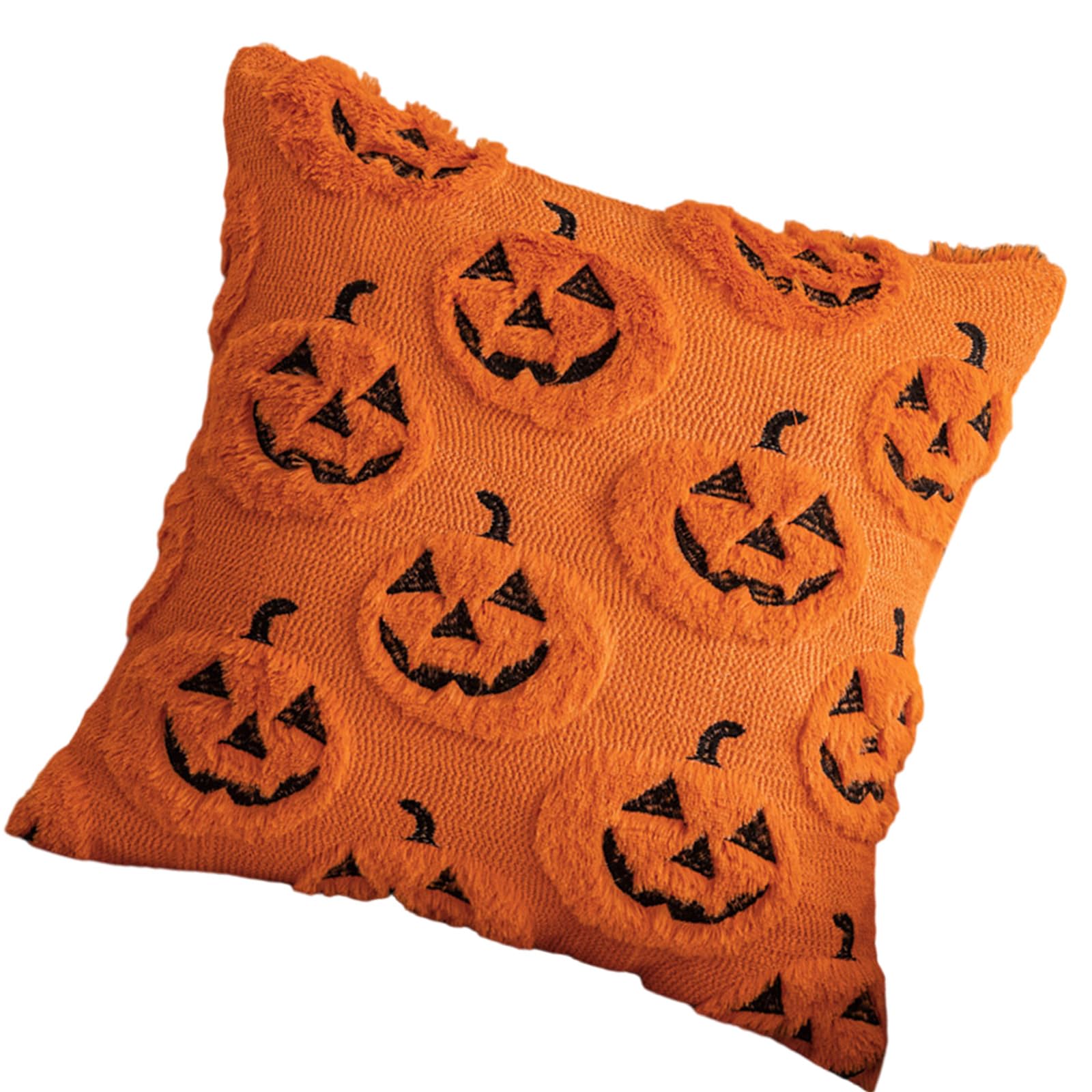 Xjdzineq Halloween Ghostly Design Soft Plush Faux Furs Pillowcase Safe for Children Washable Tufted Cushion Cover Living Room Decors Ghostly Themed Cushion Cover