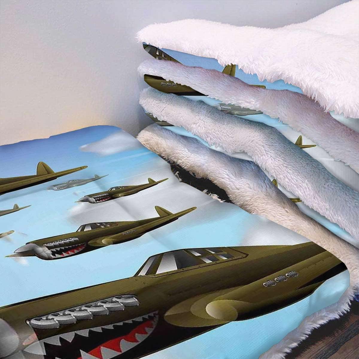 review Blue Green Grey Thermal Pet Mat Bed Liner Fighter Aircrafts Machinery Wings Self Warming Crate Pad with Soft Sherpa Top for Dogs, Cats, Pets by Airplane 18