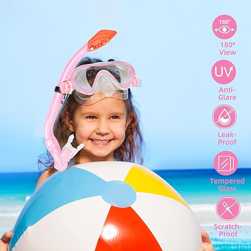 Miniatura 2 de Juego de esnórquel para niños  Aletas ajustables + máscara de esnórquel panorámica + tubo de esnórquel seco + bolsas de viaje  Adecuado para niños y