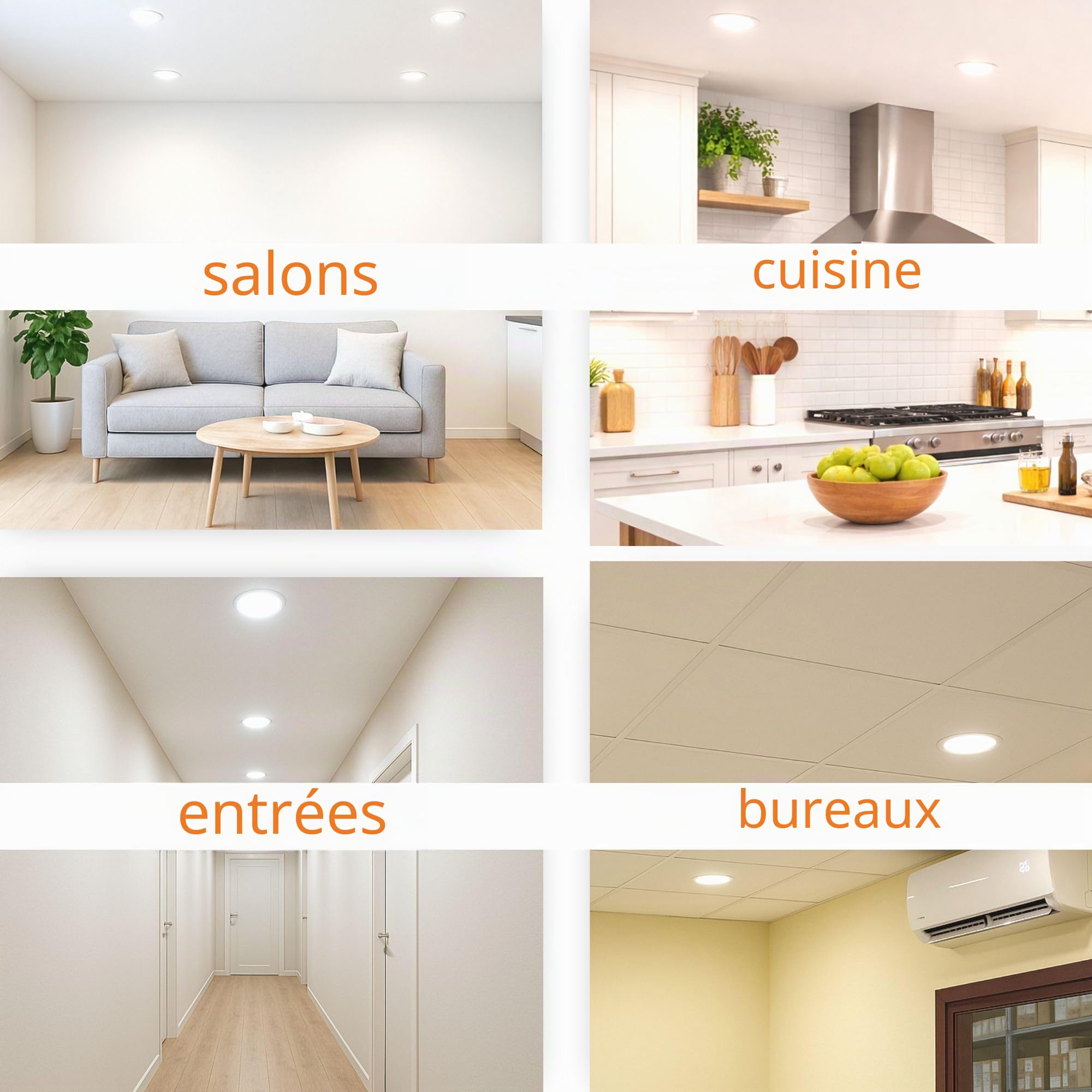 LED SPOT encastrer rond 18W 3000K/4200K/6000K blanc Ø224x13 220V 1440lm lot de 5