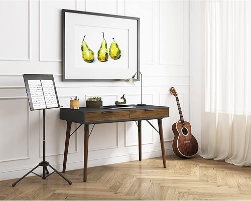 Miniatura 7 de Elle Décor Dani - Escritorio de 47 pulgadas de ancho, pino rústico del viejo mundo/gris oscuro