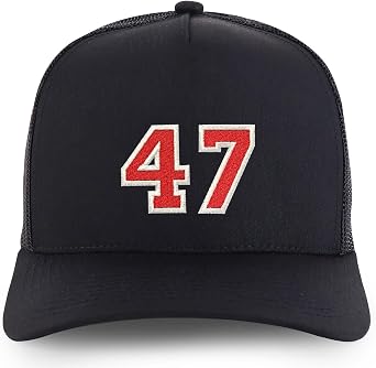 Number 47 Varsity Font Embroidered 5 Panel Structured Snapback Cap